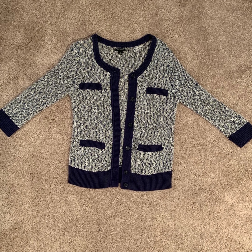 Ann Taylor Navy Tweed Sweater